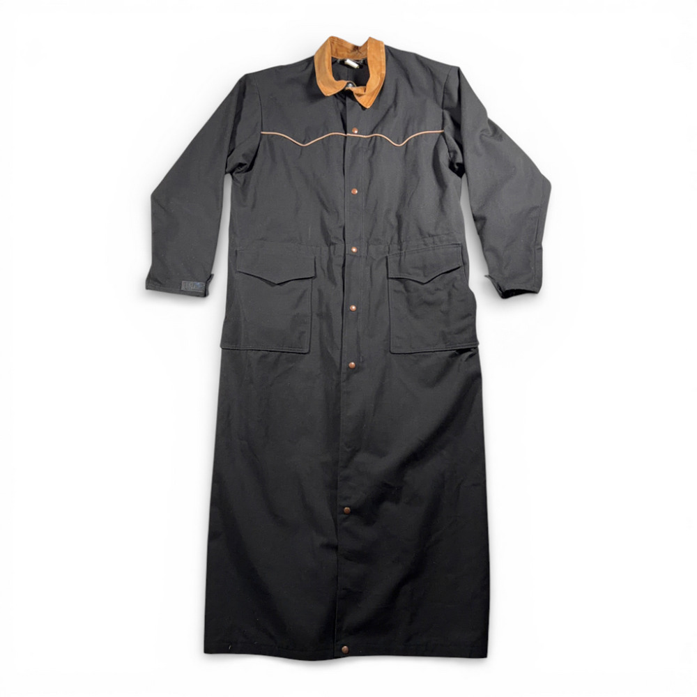 Vintage Great Threads Coat Adult EXTRA LARGE Black Duster Drover Western USA 80s